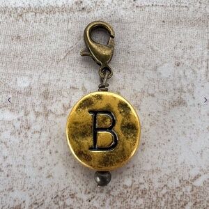 Boho “ B “ Vintage Gold Circle Letter B Charm